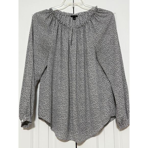 Ann Taylor Tops - Ann Taylor Off-White and Black Speckled Print Blouse, Size M
